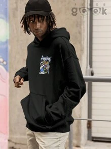 Premium Cotton Streetwear Sweatshirt Oversized Printed Anime Design CANGURU 2572 GEEK FLUX - màu đen - Xem 4