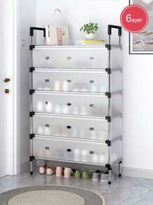 Zapatero de 5/6 niveles a prueba de polvo, organizador de gabinete de zapatos que ahorra espacio con marco de metal para interiores, hogar, dormitorio, apartamento, alquiler - Multicolor - Ver 12