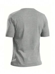 Men's Casual Solid Color Notched Neck Knit T-Shirt - Grey - View 3