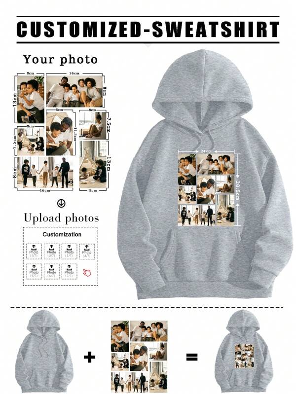 Customized Christmas Hoodies For Women - Add Your Own Text/Images (Family Photo/Gathering/Party/Friends/Selfie) For Personalized Printing, Couple Photo, Anniversary Gift, Autumn/Winter Female Sportswear Ornamental Stylish,Fashion,Hipster,Contracted,Easy Costume,Minimal Chic,Casual,Cozy Unique,Custom Treasurefinds,Belle Costume Ideal Gifts For Her Family,Friends,Children,Pink Girls For Mother's Day,For Children's Day,For Vacation