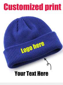 Cappello senza visiera in maglia monocromatico (unisex), cappello lavorato a maglia per la protezione delle orecchie, personalizzabile con logo, adatto per l'autunno e l'inverno