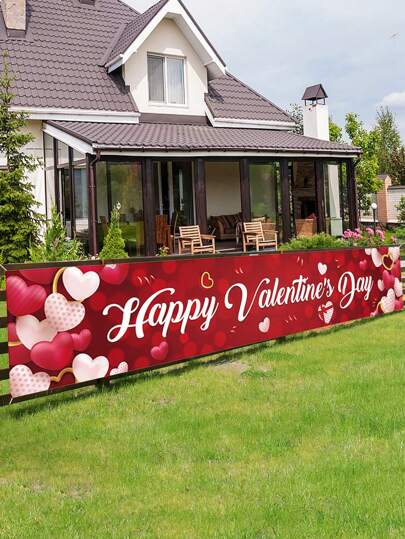 1 件情人节快乐横幅，心形悬挂背景布情人节装饰家居浪漫派对婚礼用品礼物