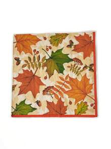 60pcs 13*13IN Party Disposable Napkins, Colorful Maple Leaf Pattern Paper Towels, Suitable For Various Themed Parties And Daily Use - Multicolor - View 4