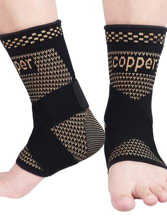 1pc Adjustable Copper Ankle Brace, Ankle Joint Support Heel Support, Sports Ankle Sleeve For Men And Women, Provides Support And Protection For Basketball, Soccer And Hiking