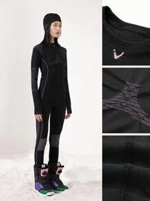 VECTOR MOTION Women's Sportswear Quick Dry T-Shirt And Leggings Set, Antibacterial Thermal Underwear, High Elasticity, Warm, Moisture-Wicking, Breathable, Outdoor