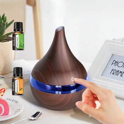 300mL Aroma Essential Oil Diffuser Wood Grain Desktop Air Humidifier Aromatherapy Purifier Mist Maker For Office Home With 2 Oils