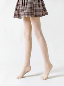 2条装儿童纯色防滑底连裤袜，舞蹈服连裤袜，四季皆宜 - 杏色 - 查看 2