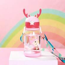 Elk Water Bottle Kids Toddler Portable With Straw Multicolor Design - Màu tím - Xem 7