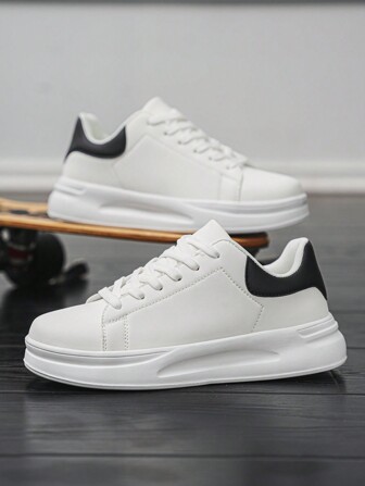 Men's Casual Simple Gray Patchwork Comfortable Sports Shoes, Low-Top Fashion Sneakers For Outdoor, Romantic College Style, Couple Shoes