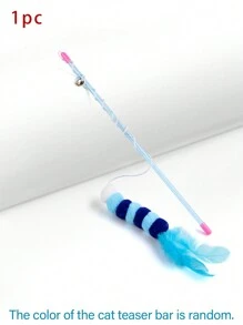 PETSIN 1 件蓝色逗猫棒猫玩具互动娱乐可爱互动玩具适合室内玩耍宠物配件球和棒颜色随机 - 彩色 - 查看 7