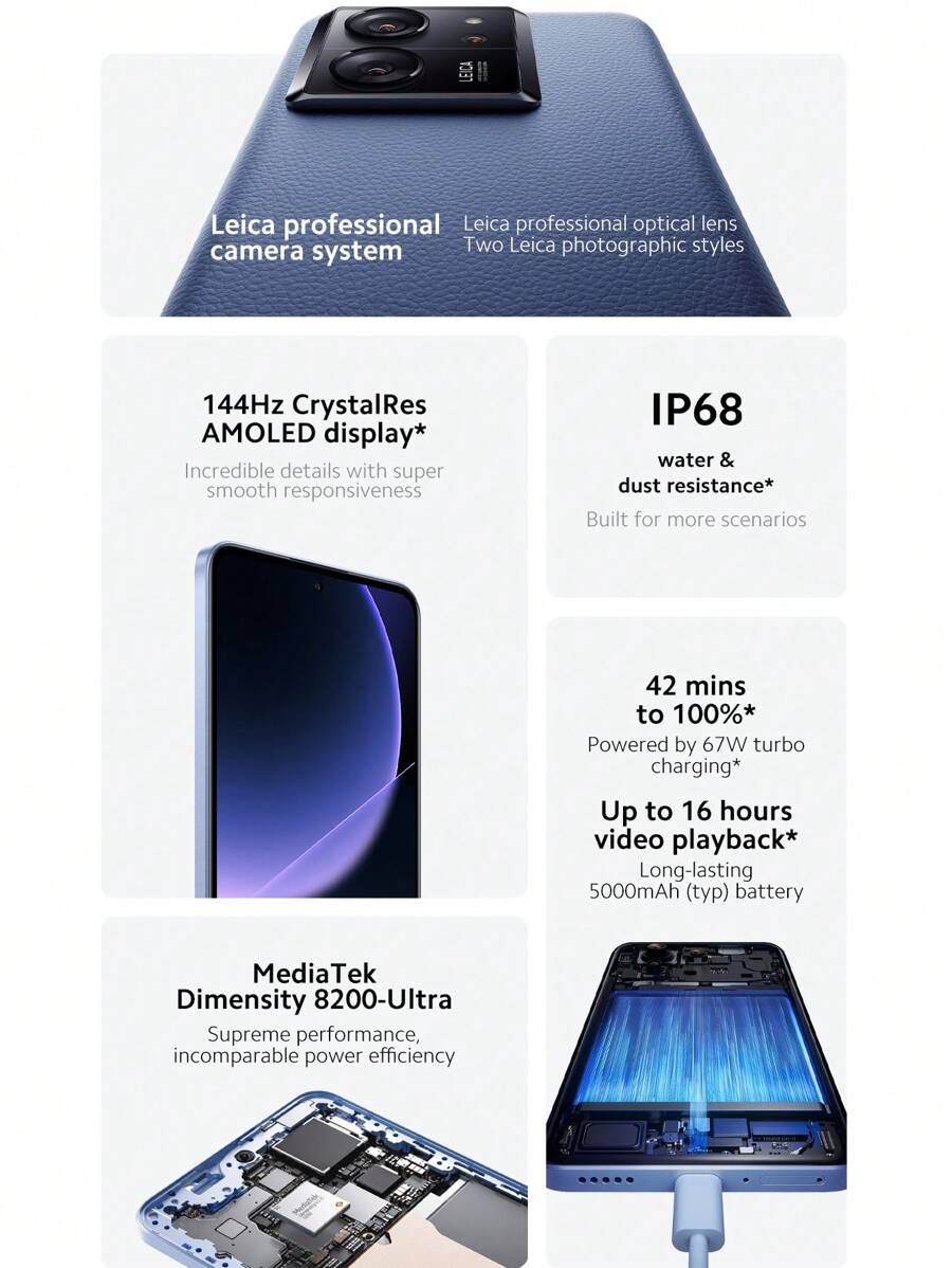 Xiaomi 13T 5G Smartphone 12GB+256GB Global Version Dimensity 8200-Ultra ...