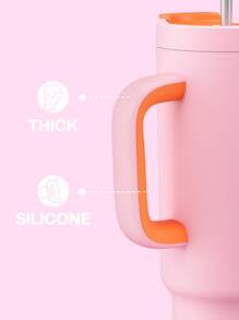 40oz Handled Straw Insulated Tumbler, 100% Leak-Proof With Lid And Straw, Stainless Steel Travel Mug, Keeps Drinks Hot For Up To 34 Hours, Fits Car Cup Holders - Pink - View 6