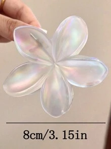 3 件/1 件套女士时尚白蓝渐变色 8 厘米/3.15 英寸鸡蛋花塑料发夹，优雅、简约、百搭，适合日常生活、休闲、派对、通勤、度假 - 发饰，花爪 - 彩色 - 查看 3