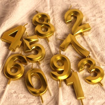 1pc Opera-Style Metallic Number 0-9 Birthday Candle, Smokeless Birthday Cake, Baking, Dessert Decor, Celebration, Christmas, Adult Anniversary, Milestone Event