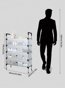 Zapatero de 5/6 niveles a prueba de polvo, organizador de gabinete de zapatos que ahorra espacio con marco de metal para interiores, hogar, dormitorio, apartamento, alquiler - Multicolor - Ver 4