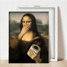 SURELIFE 1 tấm áp phích phòng tắm Mona Lisa vui nhộn - Nghệ thuật vải canvas cổ điển meme thú vị, không khung 29,97x39,88cm trang trí tường cho phòng vệ sinh & bồn cầu - nhiều màu - Xem 6