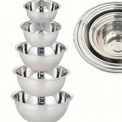 5pcs Quality Mixing Bowl Set-Non-Slip Bottom, Graduated Scale, Durable, Easy To Clean, Great For Cooking, Baking, Prep, Home Kitchen Cooking, Washing, Fruit, Noodles, Kitchen Accessories And Baking Tools,Mother's Day,Mom,Mother's Day Gift,Flower,Jewelry,Mother's Day Decorations,Mother's Day Party Supplies,Women,Pink,Gift Set