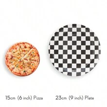 Black & White Checkered Disposable Paper Plates, Checkerboard Party Supplies, Serves 24 Guests, Suitable For Parties, Celebrations, Birthdays, Gifts