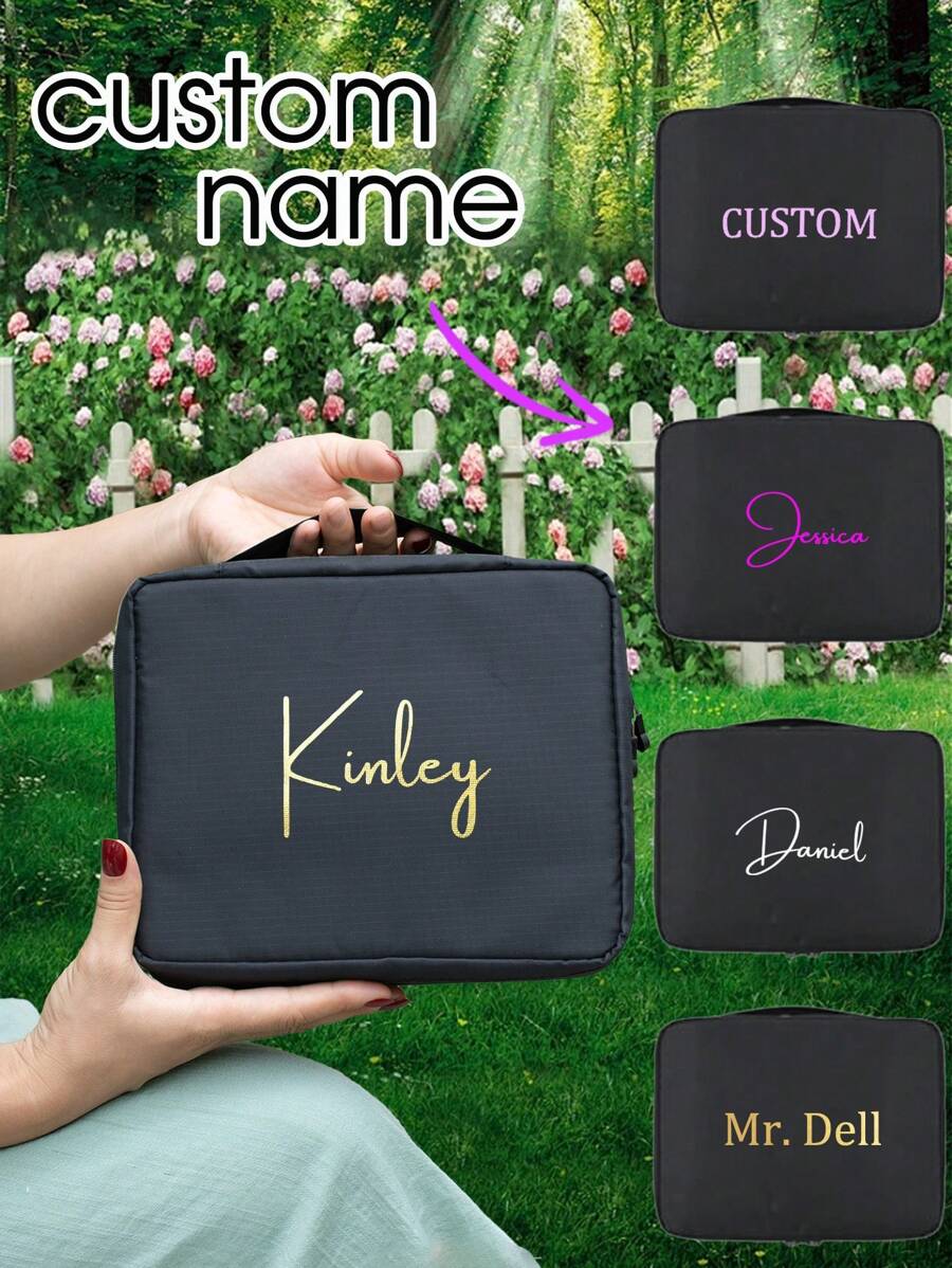 Customized Printed Waterproof Plaid Toiletry Bag, Cosmetic Organizer - Multicolor - View 1