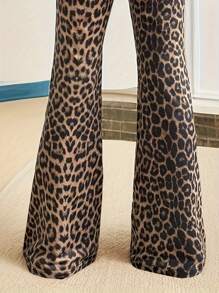 Tween Girl Fashionable & Comfortable Leopard Print Flared Pants - Multicolor - View 6