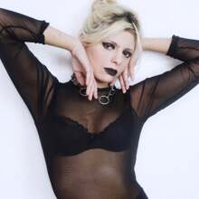 Long Sleeve Black Tulle - 黑色 - 查看 3