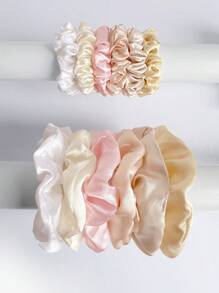 12 件/套女士缎面发圈、马尾辫固定器、防损伤发圈 - 彩色 - 查看 1