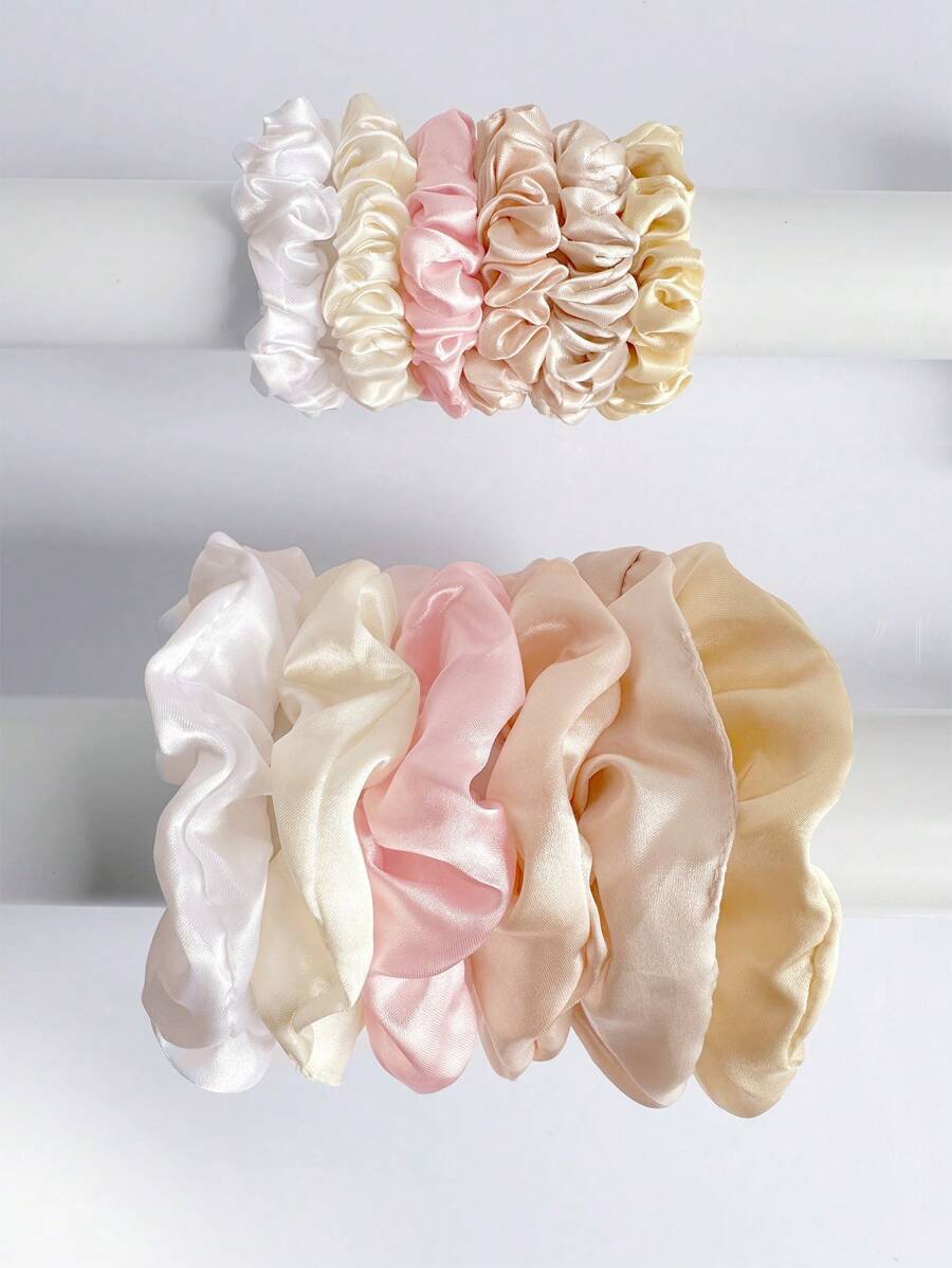 12 件/套女士缎面发圈、马尾辫固定器、防损伤发圈 - 彩色 - 查看 1