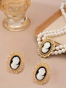 Double-Layer Retro Elegant Fully Rhinestone Faux Pearl Choker - Multicolor - View 4