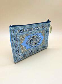 4"X6" Vintage Style Gold Thread Embroidered Zipper Wallet, Suitable For Daily Use, Women Mini Coin Purse - Multicolor - View 3