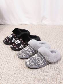 pinpochyaw Zapatillas de mujer con forro térmico de deslizar, zapatillas de casa cálidas y cómodas para el invierno