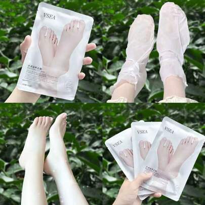 足部去角质，5 对山羊奶烟酰胺足膜，足部护理，适用于干燥、老化、开裂的足部去除老茧，柔嫩滋润双脚