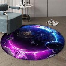 1 pieza Alfombra con gráfico de meteoro del espacio profundo, alfombrilla redonda para silla de ordenador con diseño de dibujos animados graciosos, alfombra con relieve de terciopelo grueso, alfombra decorativa mullida y antideslizante adecuada para la sala de estar, dormitorio, cocina, baño, lavandería, pasillo, entrada, sala de juegos, decoración de la habitación de los niños, decoración del hogar