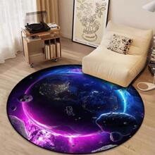 1 pieza Alfombra con gráfico de meteoro del espacio profundo, alfombrilla redonda para silla de ordenador con diseño de dibujos animados graciosos, alfombra con relieve de terciopelo grueso, alfombra decorativa mullida y antideslizante adecuada para la sala de estar, dormitorio, cocina, baño, lavandería, pasillo, entrada, sala de juegos, decoración de la habitación de los niños, decoración del hogar