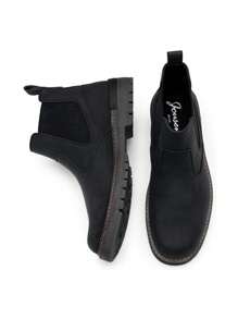SHOESMORE Men's Fashion Boots Retro Casual PU Leather Male Boots Chelsea Boots Slip On Boots - AMY8121A-black - 查看 8