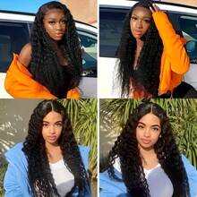 Glueless Wigs Human Hair Pre Plucked Pre Cut For Beginners 13x4 HD Lace Closure Wigs Human Hair Deep Wave Lace Front Wigs 150% Density - Natural & Black - View 4