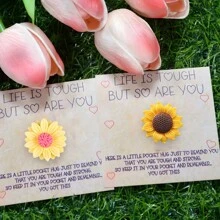 1 件/5 件励志向日葵拥抱口袋卡，卡通向日葵装饰，适合任何人的完美小礼物 - 适合生日、婚礼、情人节等 - 贴心迷你礼物，带有鼓励问候 - 彩色 - 查看 6
