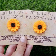 1 件/5 件励志向日葵拥抱口袋卡，卡通向日葵装饰，适合任何人的完美小礼物 - 适合生日、婚礼、情人节等 - 贴心迷你礼物，带有鼓励问候 - 彩色 - 查看 5