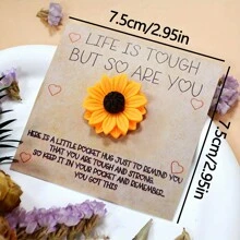 1 件/5 件励志向日葵拥抱口袋卡，卡通向日葵装饰，适合任何人的完美小礼物 - 适合生日、婚礼、情人节等 - 贴心迷你礼物，带有鼓励问候 - 彩色 - 查看 3