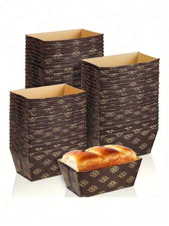 50 件不粘迷你矩形烤盘 - 一次性矩形烘焙纸模具，适用于圣诞节快速面包、小南瓜面包 - 微波炉和冰箱友好型手工烘焙工具