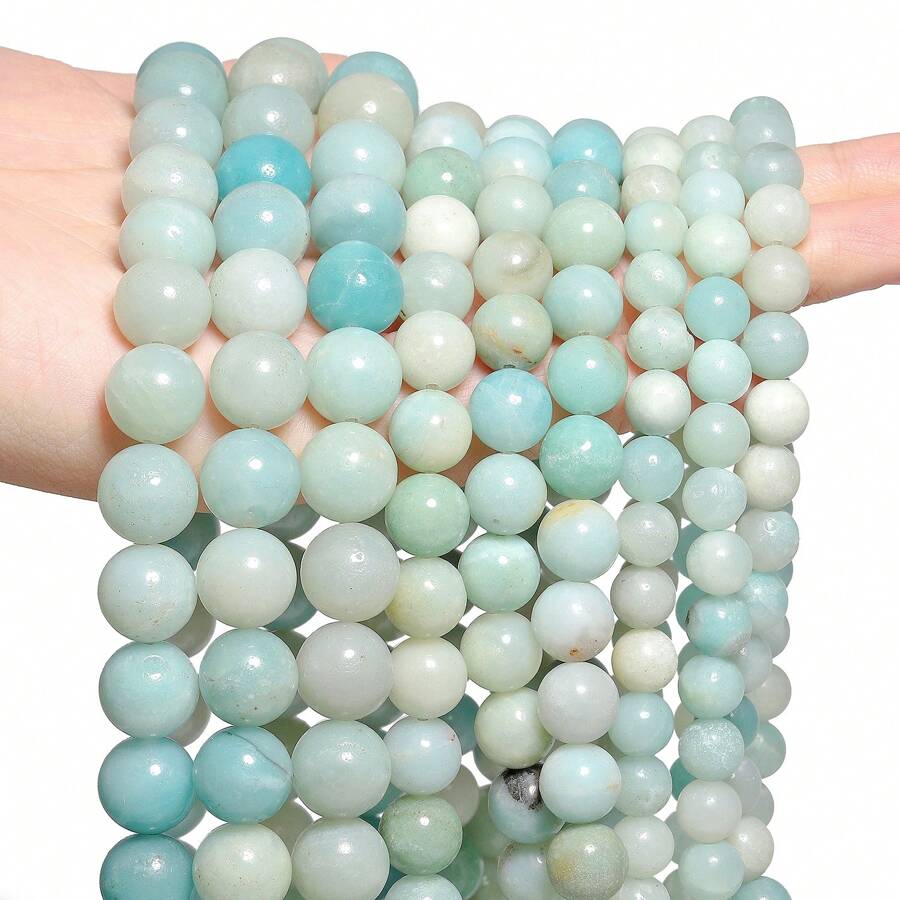 Hạt Amazonite tự nhiên 4-12mm Hạt tròn rời dùng làm đồ trang sức Phụ kiện làm vòng tay DIY Bán buôn 1 sợi