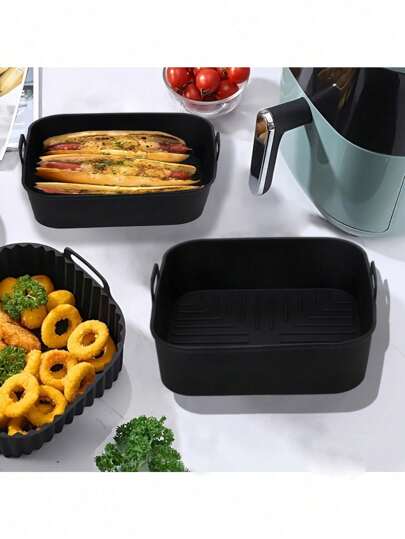 1 件方形圆形硅胶空气炸锅垫，可重复使用的空气炸锅内胆，耐高温硅胶烘焙垫，用于健康烹饪，不粘炸锅配件烧烤