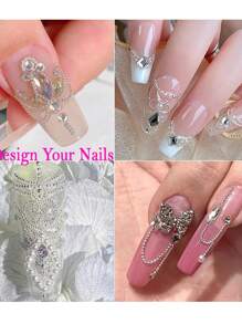 12 Fächer Nagel Perlen mit 1 Stück Magnet Picker Tool, 3D 12 Fächer Gold Silber Kaviar Perlen Metall Nagel Dekoration Edelsteine gemischte Größen Gold Silber Stahlkugeln Nail Art Design Dekoration Maniküre DIY Zubehör Metall Charm Mini Kaviar Nagel Perlen Kristall Dekoration Nägel