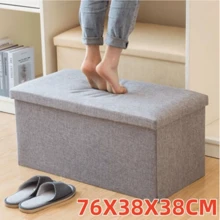 Large Seater Folding Storage Ottoman Pouffe Bench Seat Blanket Toy Chest Box UK Back To School Dormitory Storage - Grey - View 2