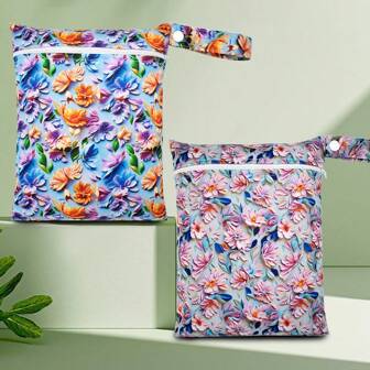 2pcs 25x20cm Waterproof Washable Storage Wet Bags For Swimsuit Or Wet Clothes Washable Travel Beach Pool Gym Bags Baby Shower Family Decorations Gifts