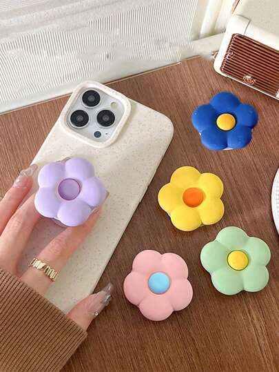 حامل هاتف محمول قابل للطي بنمط زهري، يمكن إزالته واللصق، حامل مكتبي تلسكوبي متوافق مع هواتف وأندرويد، هدية لعيد الميلاد، العائلة، الأصدقاء، قابض الهاتف ذو الحركة الدفع والسحب، حامل الهاتف، اكسسوارات الهاتف