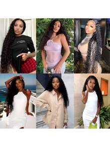 Natural Black Curly 13x4 13x5 14x4 13x6 Lace Front Human Hair Wigs Water Wave Human Hair 180% Density Black Deep Wave Wig Brazilian Human Hair - Natural Black - View 5