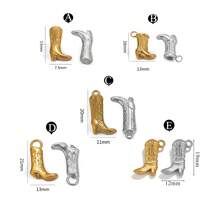 3pcs Stainless Steel 18K Gold-Plated Boots Pendant Pendant DIY Necklace Earrings Jewelry Accessories Making