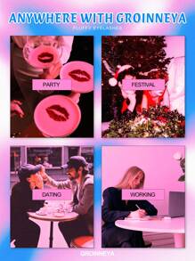 GROINNEYA 5 对浓密假睫毛自然猫眼睫毛仿貂毛睫毛蓬松漫画假睫毛化妆工具 (7D16) 假睫毛、睫毛、睫毛、假睫毛 - 黑色 - 查看 5