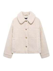 Winter Casual Fleece Lapel Jackets For Women Fuzzy Long Sleeve Button Up Warm Teddy Coats Female Fashion Outerwear