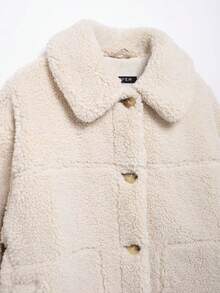 Winter Casual Fleece Lapel Jackets For Women Fuzzy Long Sleeve Button Up Warm Teddy Coats Female Fashion Outerwear